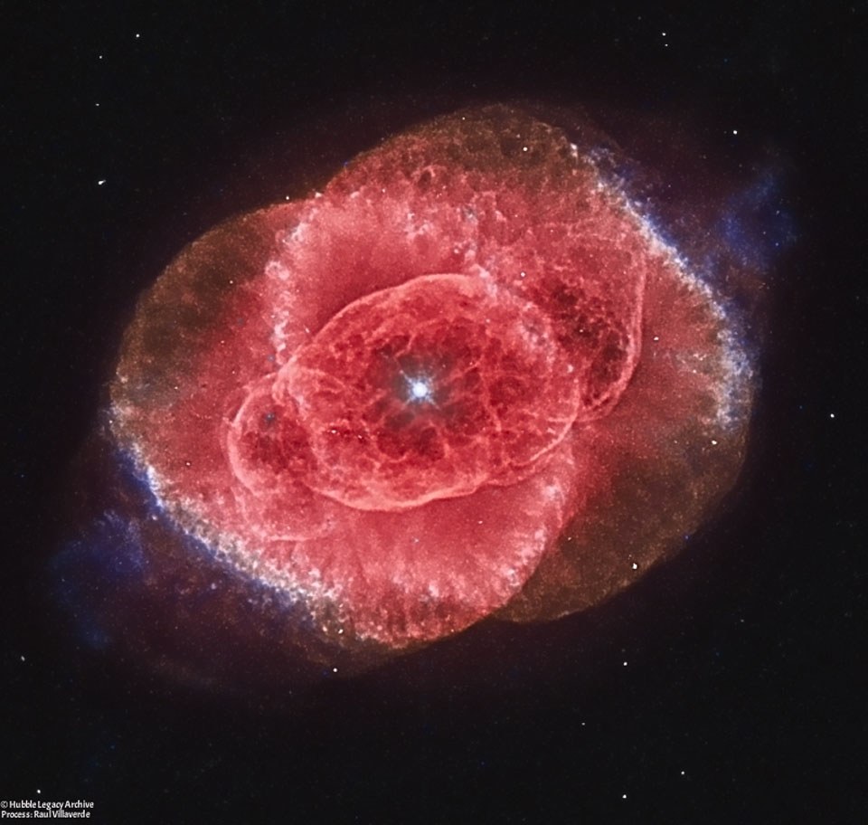 This image from the Hubble Space Telescope reveals the Cat’s Eye Nebula (NGC 6543), to be one of the most complex planetary nebulae known.